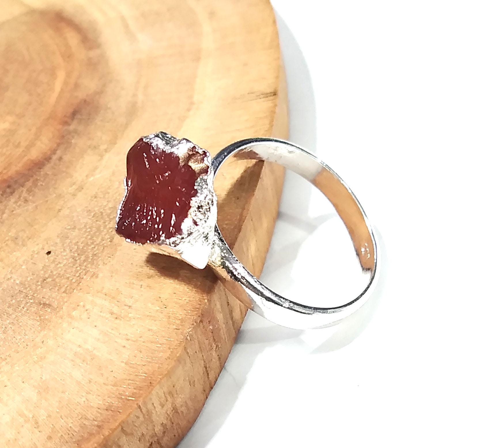 Natural Carnelian Rough Gemstone Ring, Solid 925 Sterling Silver Ring, Carnelian Stone Size 14x11mm Handmade Ring Gift Wedding Ring